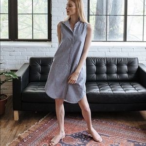 Tradlands Soleil shirtdress in blue pinstripe - M